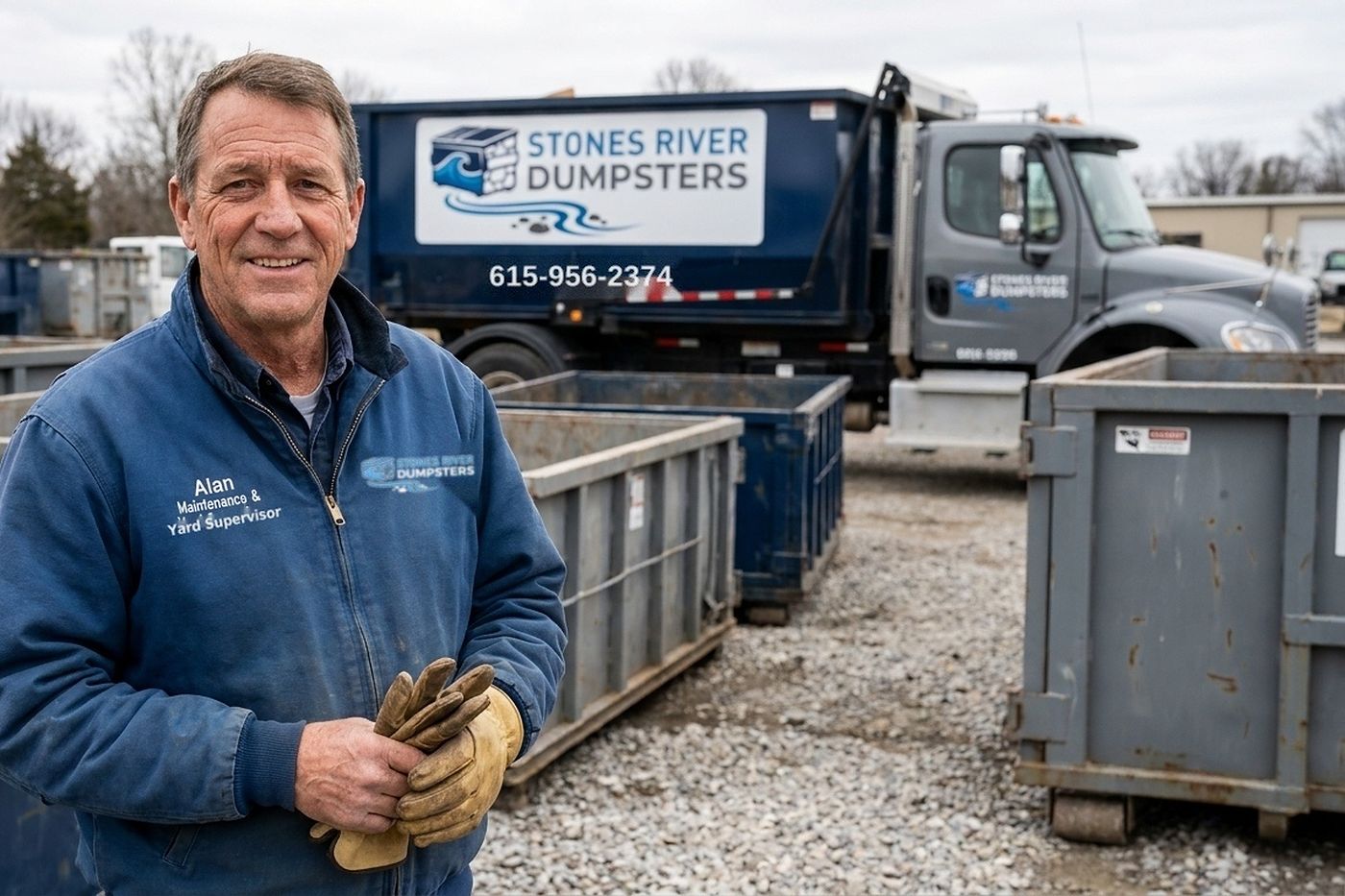 Stones River Dumpsters roll-off containers and truck at the Park Avenue yard